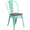 Mint Green Metal Stackable Chair with Wood Seat ET-3534-MINT-WD-GG