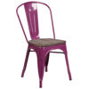 Purple Metal Stackable Chair with Wood Seat ET-3534-PUR-WD-GG