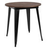 30" Round Black Metal Indoor Table with Walnut Rustic Wood Top CH-51090-29M1-BK-GG