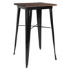 23.5" Square Black Metal Indoor Bar Height Table with Walnut Rustic Wood Top CH-31330-40M1-BK-GG