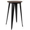 24" Round Black Metal Indoor Bar Height Table with Walnut Rustic Wood Top CH-51080-40M1-BK-GG