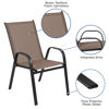 4 Pack Brazos Series Brown Outdoor Stack Chair with Flex Comfort Material and Metal Frame 4-JJ-303C-B-GG