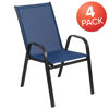 4 Pack Brazos Series Navy Outdoor Stack Chair with Flex Comfort Material and Metal Frame 4-JJ-303C-NV-GG