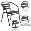 Lila Black Metal Restaurant Stack Chair with Aluminum Slats TLH-017C-BK-GG
