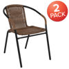 Lila 2 Pack Medium Brown Rattan Indoor-Outdoor Restaurant Stack Chair 2-TLH-037-DK-BN-GG