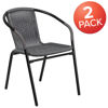 Lila 2 Pack Gray Rattan Indoor-Outdoor Restaurant Stack Chair 2-TLH-037-GY-GG