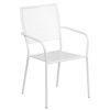 Oia Commercial Grade White Indoor-Outdoor Steel Patio Arm Chair with Square Back CO-2-WH-GG