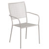 Oia Commercial Grade Light Gray Indoor-Outdoor Steel Patio Arm Chair with Square Back CO-2-SIL-GG