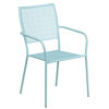 Oia Commercial Grade Sky Blue Indoor-Outdoor Steel Patio Arm Chair with Square Back CO-2-SKY-GG