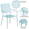 Oia Commercial Grade Sky Blue Indoor-Outdoor Steel Patio Arm Chair with Square Back CO-2-SKY-GG