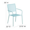 Oia Commercial Grade Sky Blue Indoor-Outdoor Steel Patio Arm Chair with Square Back CO-2-SKY-GG