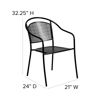 Oia Commercial Grade Black Indoor-Outdoor Steel Patio Arm Chair with Round Back CO-3-BK-GG