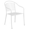 Oia Commercial Grade White Indoor-Outdoor Steel Patio Arm Chair with Round Back CO-3-WH-GG