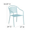 Oia Commercial Grade Sky Blue Indoor-Outdoor Steel Patio Arm Chair with Round Back CO-3-SKY-GG