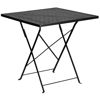 Oia Commercial Grade 28" Square Black Indoor-Outdoor Steel Folding Patio Table CO-1-BK-GG