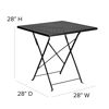 Oia Commercial Grade 28" Square Black Indoor-Outdoor Steel Folding Patio Table CO-1-BK-GG