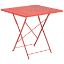 Oia Commercial Grade 28" Square Coral Indoor-Outdoor Steel Folding Patio Table CO-1-RED-GG