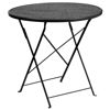 Oia Commercial Grade 30" Round Black Indoor-Outdoor Steel Folding Patio Table CO-4-BK-GG