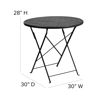 Oia Commercial Grade 30" Round Black Indoor-Outdoor Steel Folding Patio Table CO-4-BK-GG