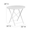 Oia Commercial Grade 30" Round White Indoor-Outdoor Steel Folding Patio Table CO-4-WH-GG