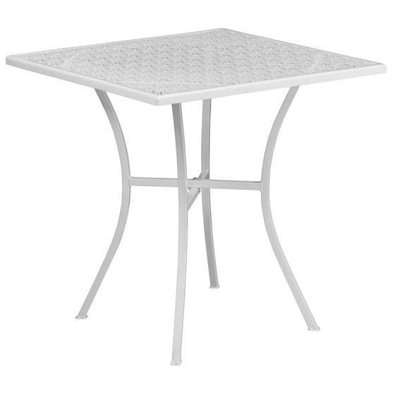 Oia Commercial Grade Square Patio Table | Outdoor Steel Square Patio Table CO-5-WH-GG