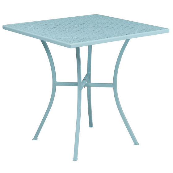 Oia Commercial Grade 28" Square Sky Blue Indoor-Outdoor Steel Patio Table CO-5-SKY-GG