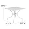 Oia Commercial Grade 35.5" Square White Indoor-Outdoor Steel Patio Table with Umbrella Hole CO-6-WH-GG