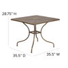 Oia Commercial Grade 35.5" Square Gold Indoor-Outdoor Steel Patio Table with Umbrella Hole CO-6-GD-GG