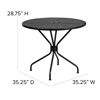 Oia Commercial Grade 35.25" Round Black Indoor-Outdoor Steel Patio Table with Umbrella Hole CO-7-BK-GG