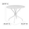 Oia Commercial Grade 35.25" Round White Indoor-Outdoor Steel Patio Table with Umbrella Hole CO-7-WH-GG