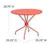 Oia Commercial Grade 35.25" Round Coral Indoor-Outdoor Steel Patio Table with Umbrella Hole CO-7-RED-GG