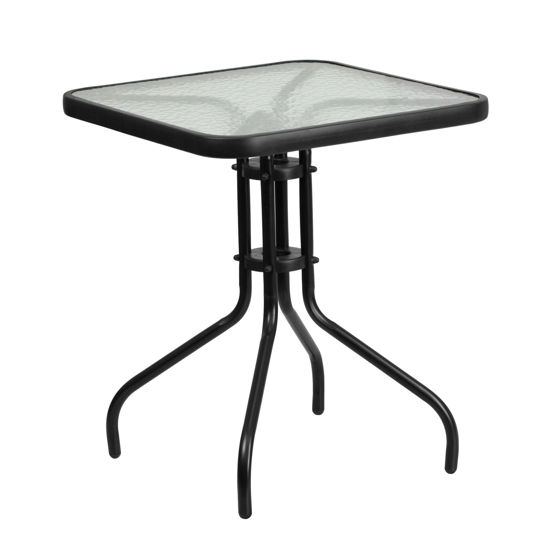 Barker 23.5'' Square Tempered Glass Metal Table TLH-073A-1-GG