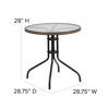 Barker 28'' Round Tempered Glass Metal Table with Dark Brown Rattan Edging TLH-087-DK-BN-GG