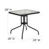 Barker 28'' Square Tempered Glass Metal Table with Black Rattan Edging TLH-073R-BK-GG