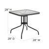 Barker 28'' Square Tempered Glass Metal Table with Gray Rattan Edging TLH-073R-GY-GG