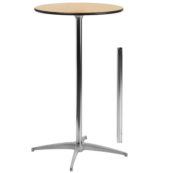 24'' Round Wood Cocktail Table with 30'' and 42'' Columns XA-24-COTA-GG