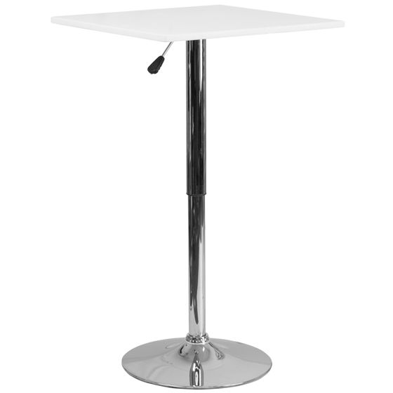 23.75'' Square Adjustable Height White Wood Table (Adjustable Range 33'' - 40.5'') CH-1-GG