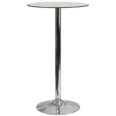 23.5'' Round Glass Table with 35.5''H Chrome Base CH-6-GG