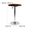 23.5'' Round Adjustable Height Rustic Pine Wood Table (Adjustable Range 26.25'' - 35.5'') CH-9-GG