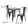 Commercial Grade 23.75" Square Black Metal Indoor-Outdoor Table Set with 2 Stack Chairs CH-31330-2-30-BK-GG