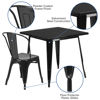 Commercial Grade 31.5" Square Black Metal Indoor-Outdoor Table Set with 4 Stack Chairs ET-CT002-4-30-BK-GG