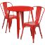 Commercial Grade 30" Round Red Metal Indoor-Outdoor Table Set with 2 Cafe Chairs CH-51090TH-2-18CAFE-RED-GG