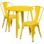Commercial Grade 30" Round Yellow Metal Indoor-Outdoor Table Set with 2 Cafe Chairs CH-51090TH-2-18CAFE-YL-GG