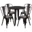 Commercial Grade 30" Round Black-Antique Gold Metal Indoor-Outdoor Table Set with 4 Cafe Chairs CH-51090TH-4-18CAFE-BQ-GG