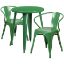 Commercial Grade 24" Round Green Metal Indoor-Outdoor Table Set with 2 Arm Chairs CH-51080TH-2-18ARM-GN-GG