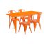 Commercial Grade 31.5" x 63" Rectangular Orange Metal Indoor-Outdoor Table Set with 4 Stack Chairs ET-CT005-4-30-OR-GG
