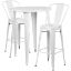 Commercial Grade 30" Round White Metal Indoor-Outdoor Bar Table Set with 2 Cafe Stools CH-51090BH-2-30CAFE-WH-GG