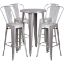 Commercial Grade 24" Round Silver Metal Indoor-Outdoor Bar Table Set with 4 Cafe Stools CH-51080BH-4-30CAFE-SIL-GG