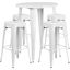 Commercial Grade 30" Round White Metal Indoor-Outdoor Bar Table Set with 4 Square Seat Backless Stools CH-51090BH-4-30SQST-WH-GG