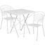Oia Commercial Grade 28" Square White Indoor-Outdoor Steel Folding Patio Table Set with 2 Round Back Chairs CO-28SQF-03CHR2-WH-GG
